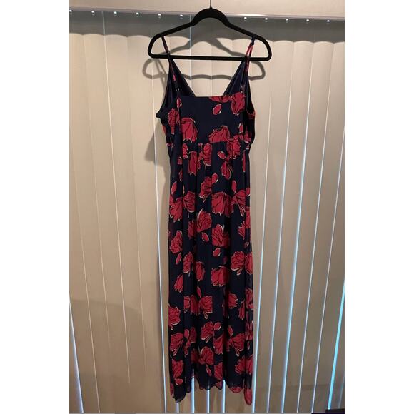 ModCloth Women's Navy and Pink Floral Liza Luxe Dress XL Flattering Maxi Event - Picture 5 of 10